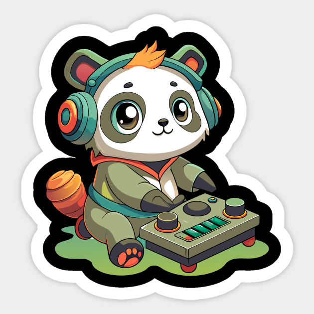 cute panda playing dj music Sticker by Shapwac12